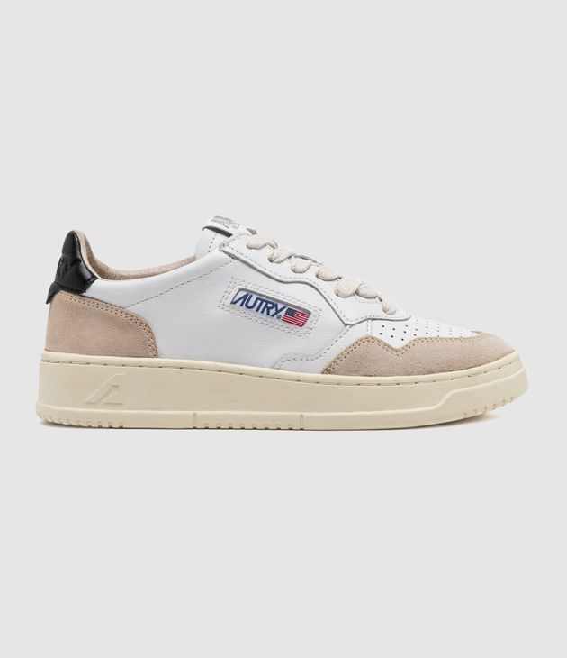 Baskets Medalist Cuir Blanc, Beige, Noir