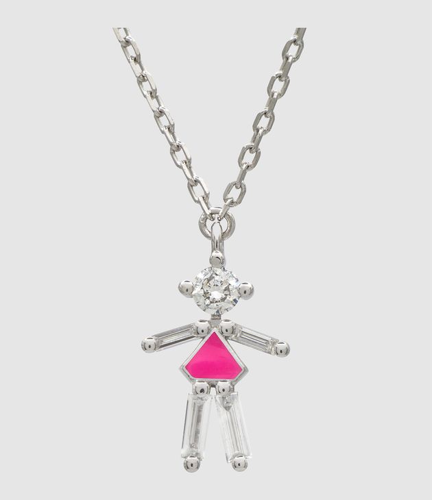 Collier Pendentif Fille Argent Bubble Pink 45cm