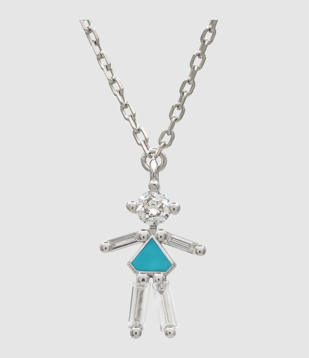 Collier Pendentif Fille Argent Fresh Turquoise 45cm