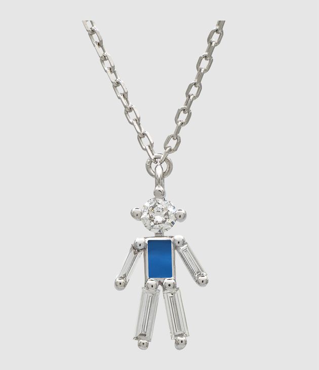 Collier Pendentif Garçon Argent Big Blue 45cm