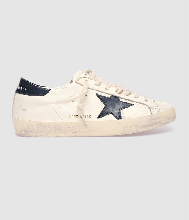 Baskets Homme Superstar Cuir Beige Bleu Marine