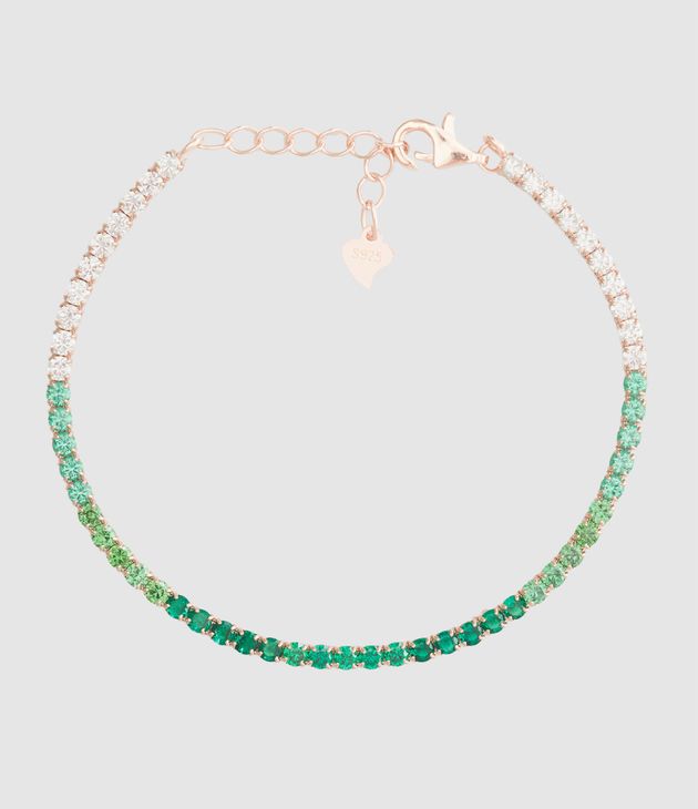 Bracelet Palms Argent Rosé Vert